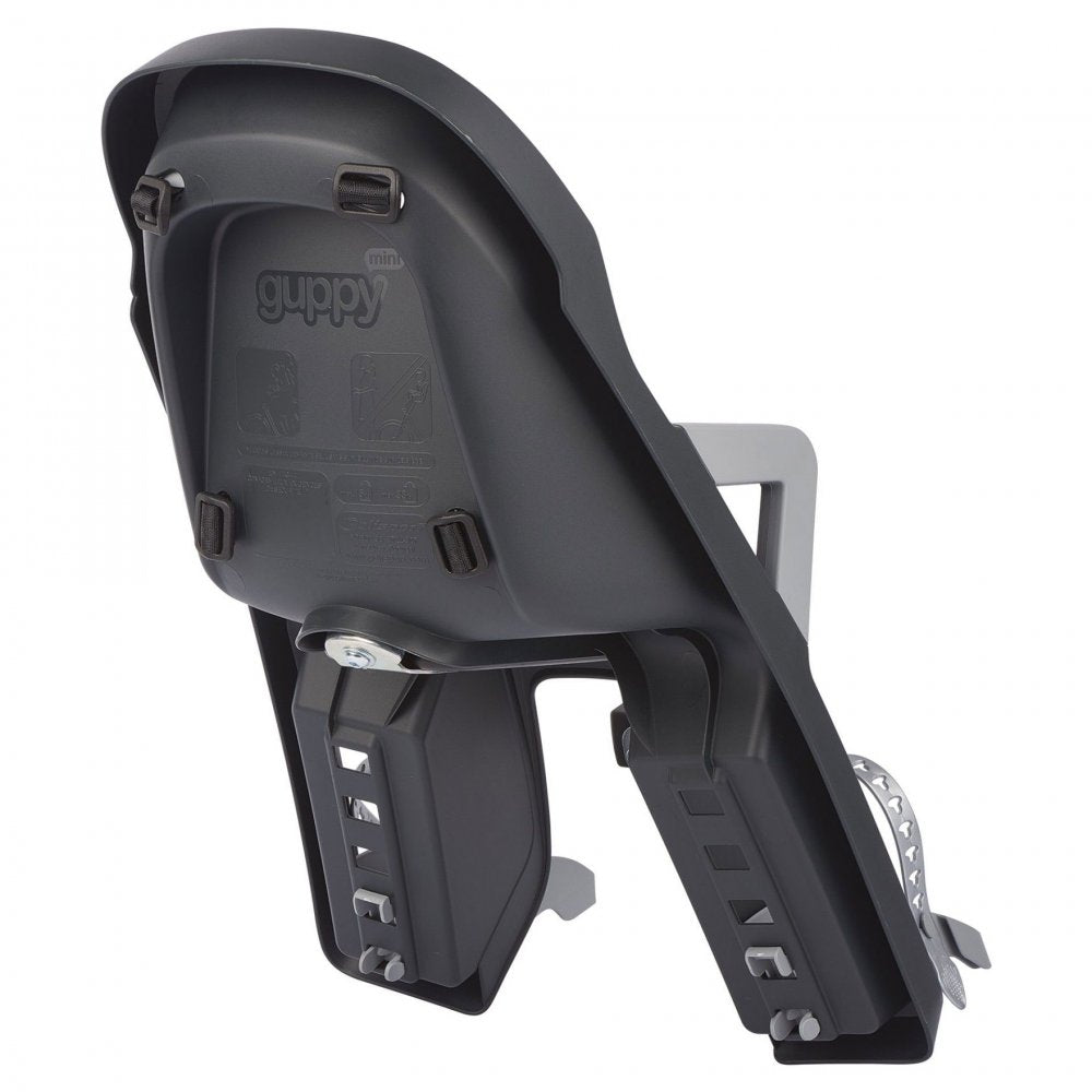 Porte-Bébé Avant Vélo Guppy Mini FHT – Dark Grey / Silver – Montage Douille Ø28-40 mm – 9 à 15 kg