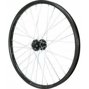 Roue avant 20" Kargo VELOX avec jante Mach1 25C et moyeu Shimano Deore M610. Idéale vélos cargo et VAE. Blocage rapide, V-brake, fabrication française.