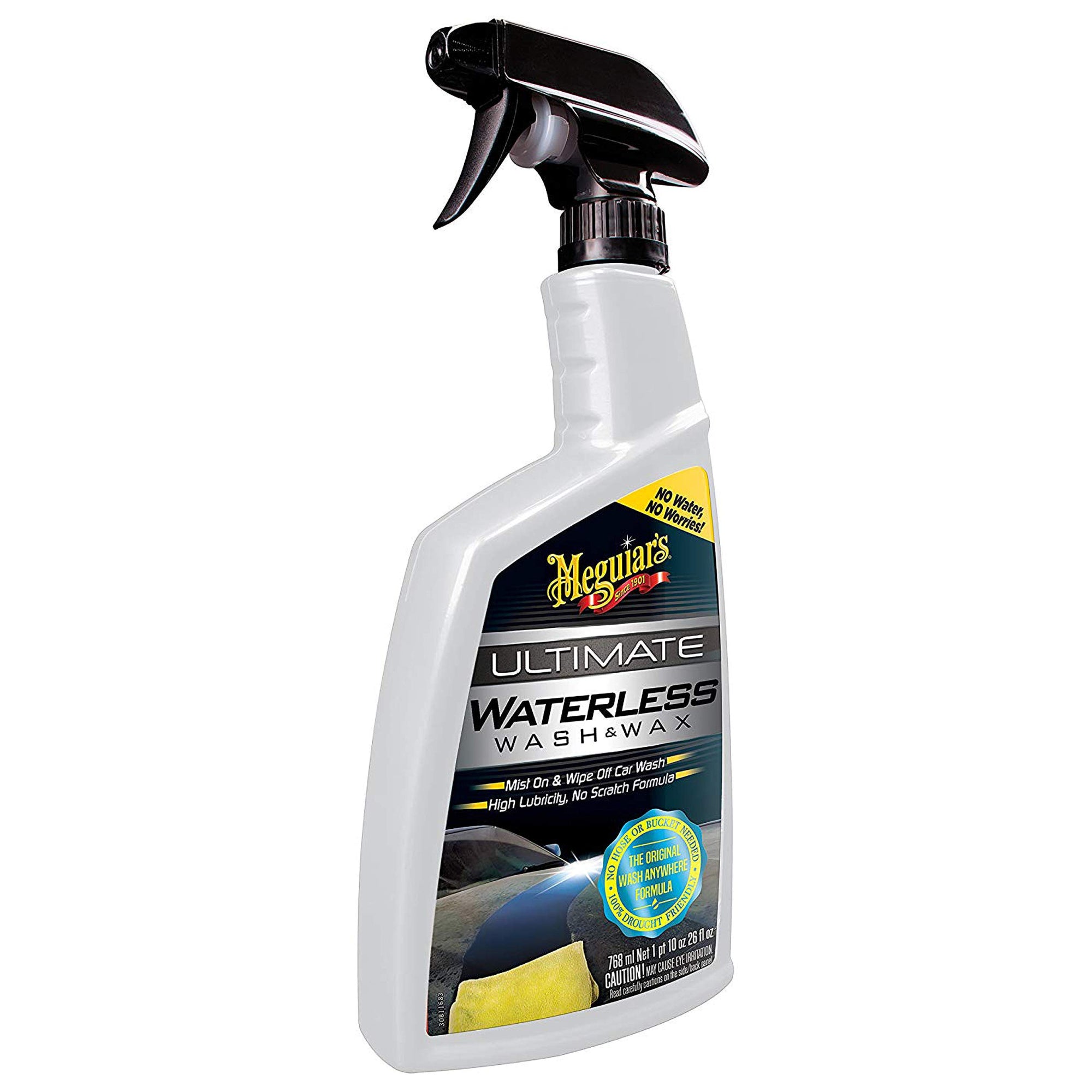 MEGUIAR’S Shampoing Cire Sans Eau 768 ml – Nettoyage rapide et brillant sans rinçage