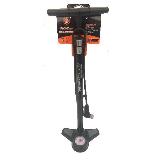 Photo de Pompe à pied vélo – Corps métal avec manomètre – Noire – Compatible Presta & Schrader – Pression 8 bar / 120 PSI par SELECTION LOUDET
