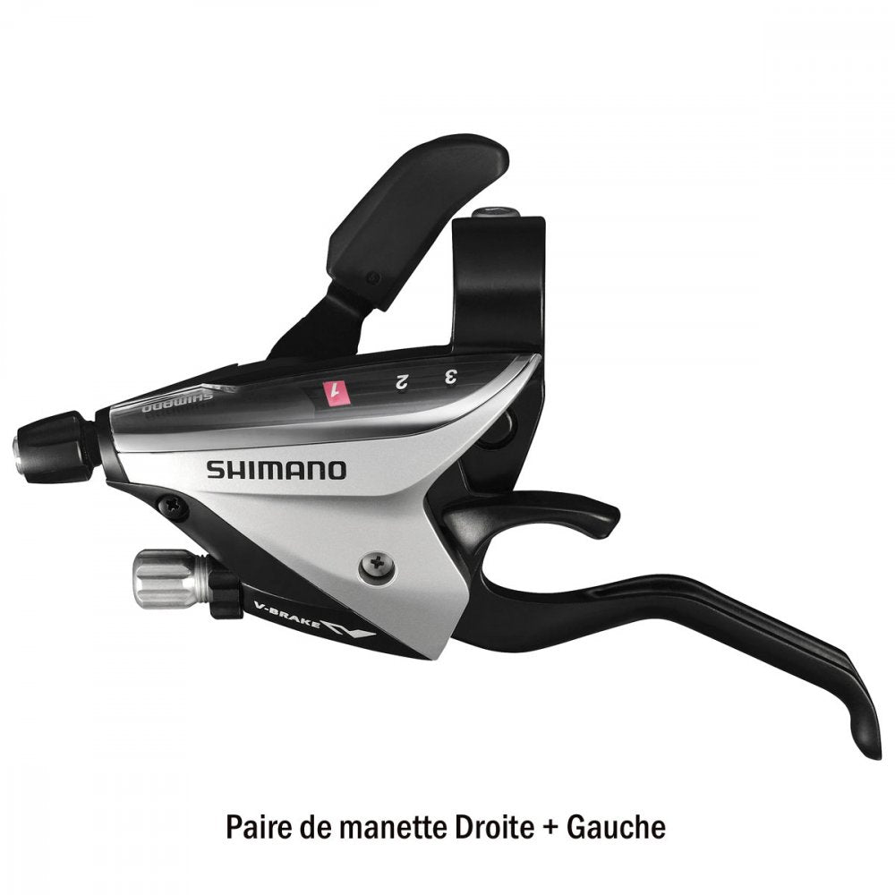 Paire de manettes de dérailleur et leviers de frein Shimano EF65 – VTT 3x7 vitesses, Push/Pull