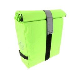 Sacoche vélo BECK Roll Fluo Lime 15–20L – Étanche, Réfléchissante, Modulable – 34x12x33 cm