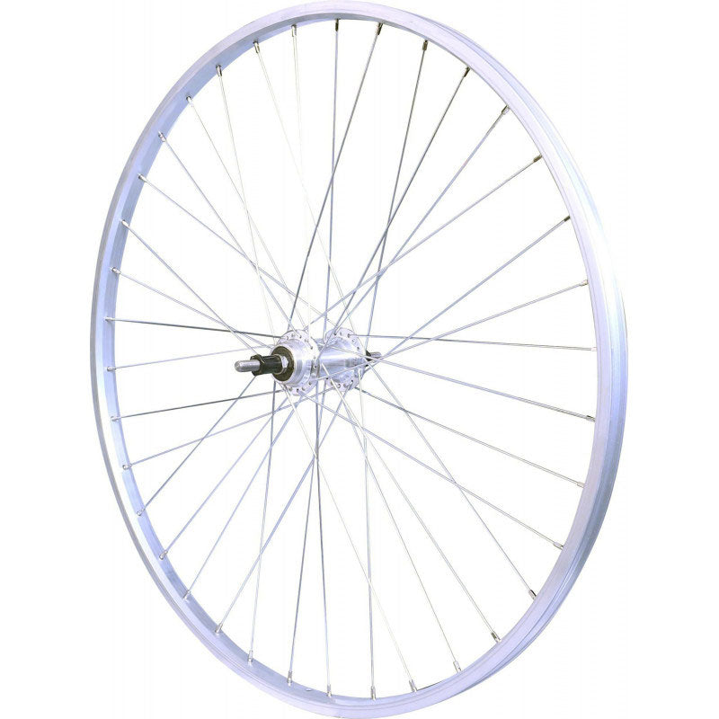 ROUE 26" VTT ARRIERE JANTE ALU SIMPLE PAROI ARGENT FREIN PATIN MOYEU ALU ECROUS ROUE LIBRE 5/6/7V
