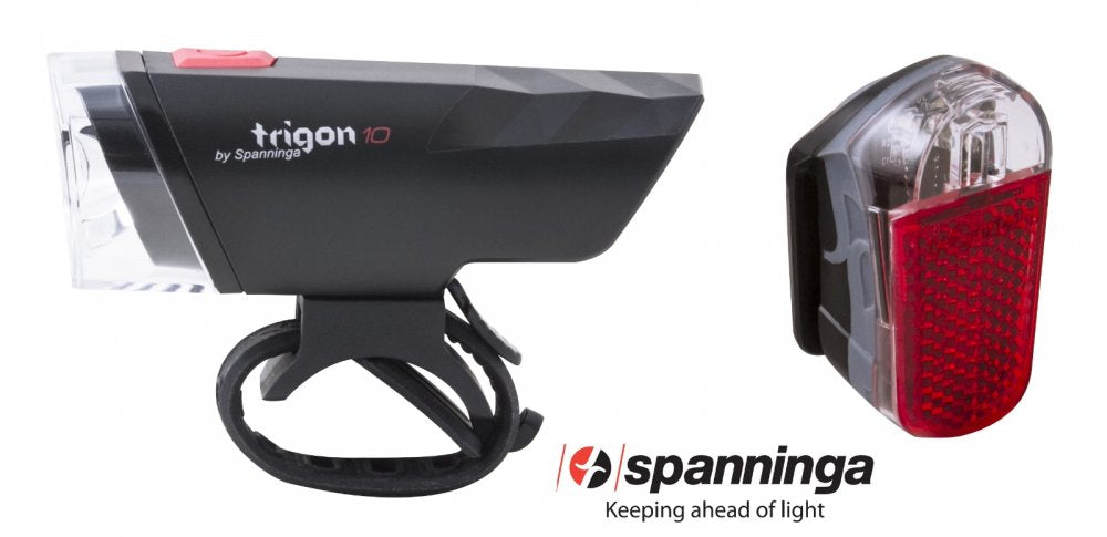 Kit éclairage vélo TRIGON 10 avant + PYRO arrière – Puissant, compact et à piles