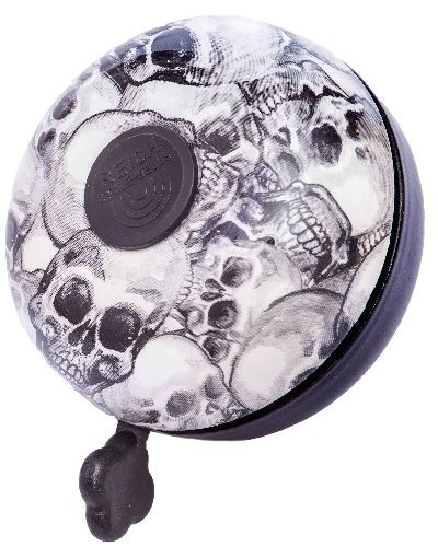 Sonnette vélo DING DONG Skull – Timbre rétro Ø80 mm, son puissant et design tête de mort