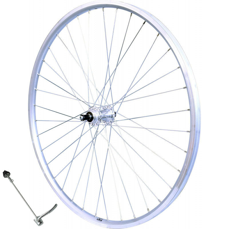 ROUE 24" VTT ARRIERE JANTE ALU SIMPLE PAROI ARGENT FREIN PATIN MOYEU ALU BLOCAGE RAPIDE ROUE LIBRE