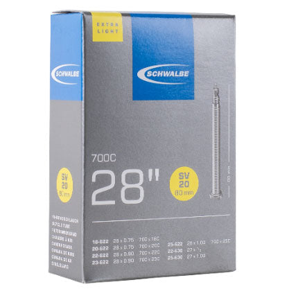 Chambre à air vélo Schwalbe SV20 Extra Light 700x18-25C (18/25-622/630) valve Presta 80 mm