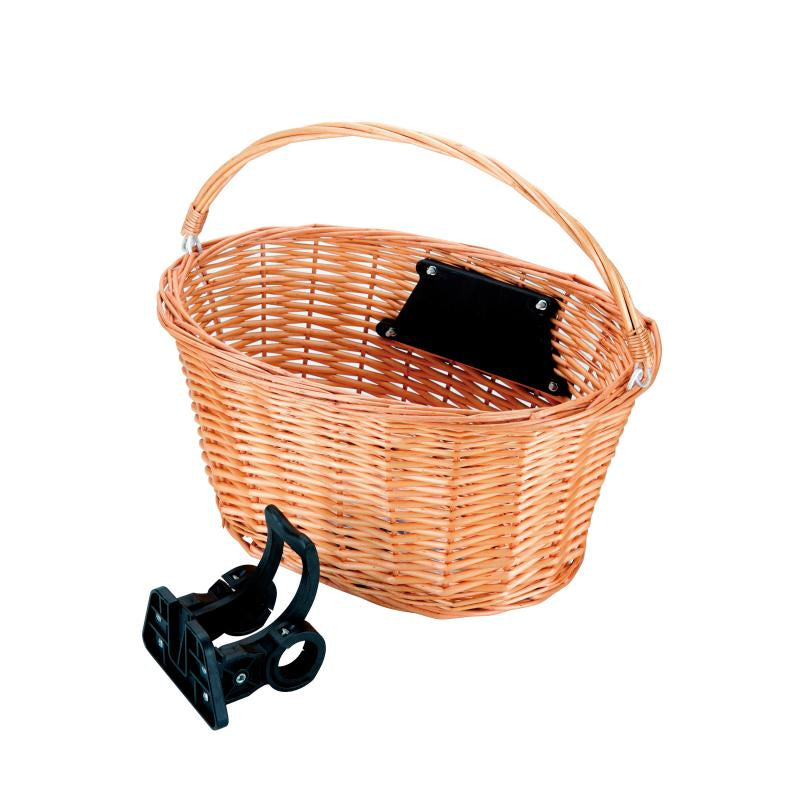 Panier Avant Vélo en Osier avec Fixation à Clips – Guidon Ø25,4 / Ø31 mm – Élégant et Pratique