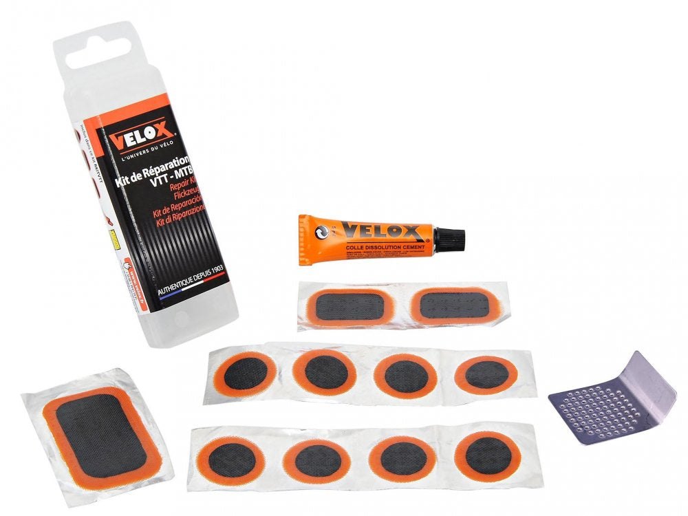Kit de réparation vélo VTT – Rustines, colle et accessoires pour chambres à air