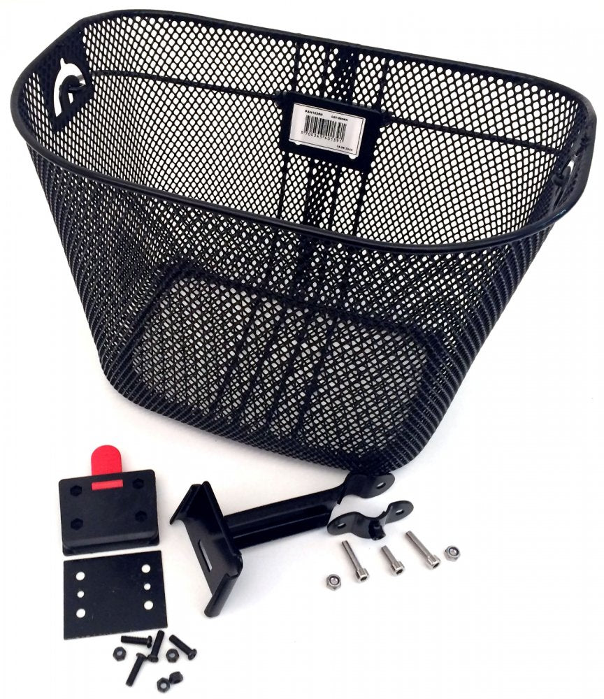 Panier Avant Vélo Métal Noir – Fixation Clip sur Potence à Plongeur – 26x25x33 cm