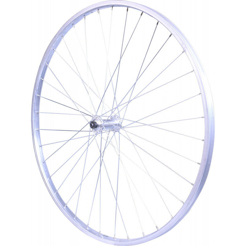 ROUE 28" VTC AVANT JANTE ALU SIMPLE PAROI ARGENT FREIN PATIN MOYEU ALU BLOCAGE RAPIDE