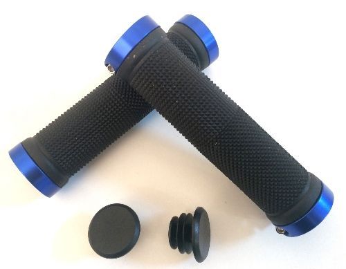 Poignées vélo double collier – Bleu avec serrage sécurisé