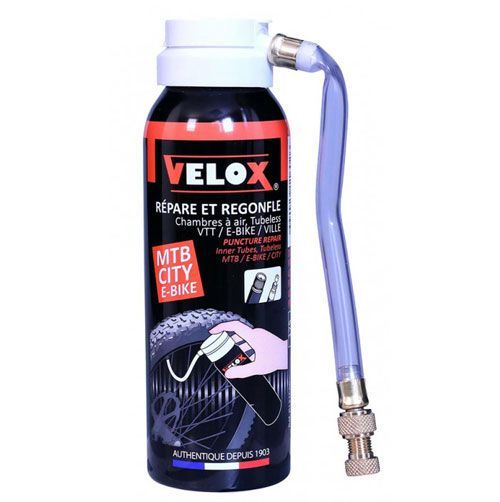 Photo de Bombe anti-crevaison vélo Velox 100 ml – Répare et regonfle, valves Presta & Schrader, route, VTT, e-bike par VELOX