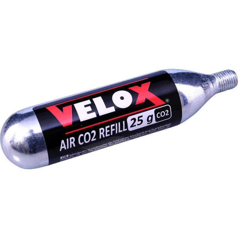 Cartouche CO2 filetée 25g VELOX – À l’unité – Gonflage rapide pour vélo, VTT et gravel