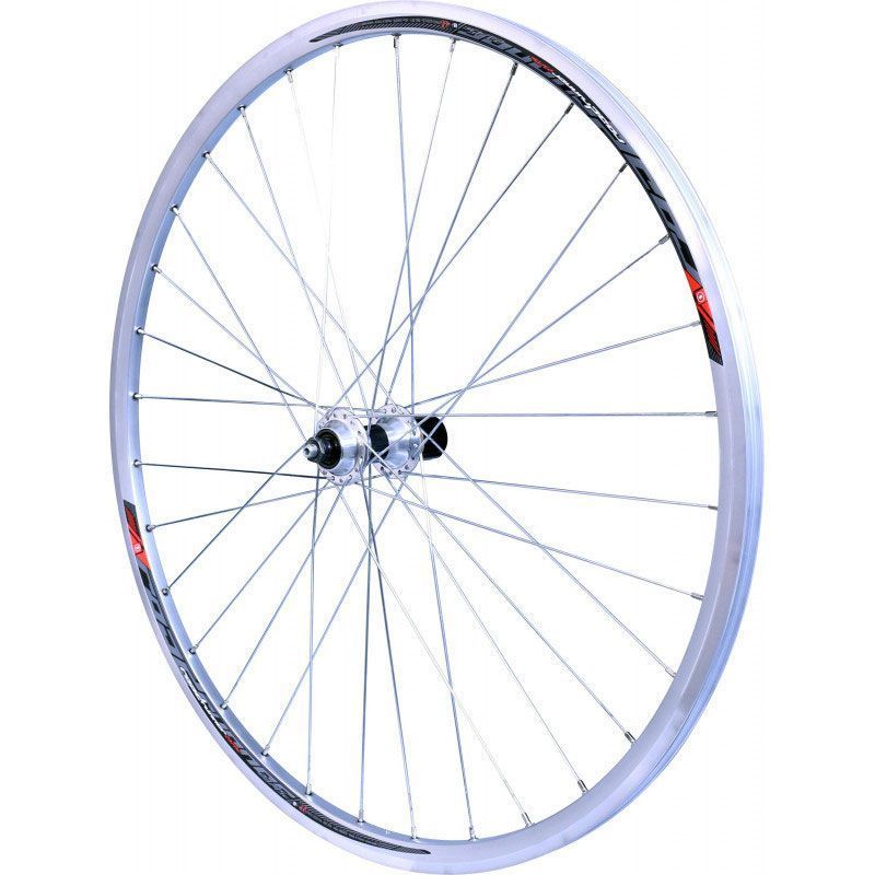 ROUE 700 COURSE ARRIERE JANTE ALU DOUBLE PAROI ARGENT FREIN PATIN MOYEU ALU BLOCAGE RAPIDE CASSETTE 8/9/10V