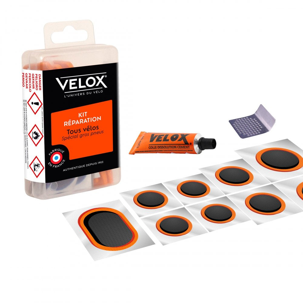 Kit de réparation Fat Bike, Gravel & VTT – Spécial gros pneus avec rustines et outils