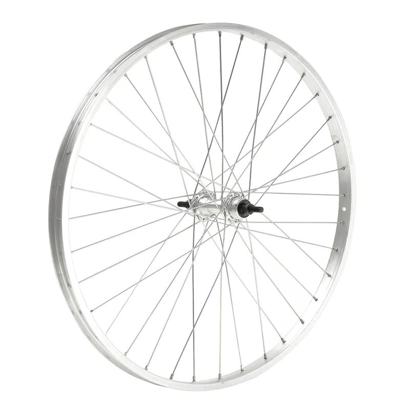 ROUE 650A ARRIERE JANTE ALU SIMPLE PAROI ARGENT FREIN PATIN MOYEU ALU ECROUS ROUE LIBRE 1V