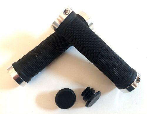 Poignées vélo double collier – Argent avec serrage sécurisé