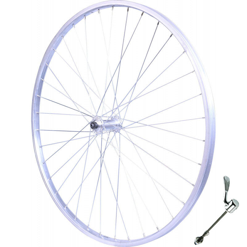ROUE 26" VTT AVANT JANTE ALU SIMPLE PAROI ARGENT FREIN PATIN MOYEU ALU BLOCAGE RAPIDE
