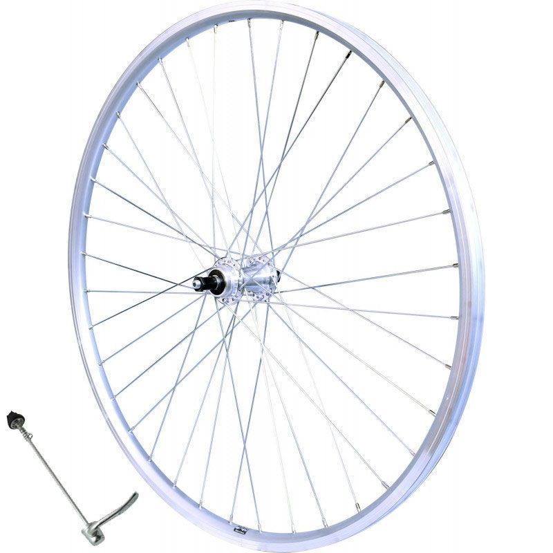 Photo de Roue arrière 26" VTT Velox – Jante alu simple paroi argent, frein patin, blocage rapide, roue libre 5/6/7 vitesses par VELOX