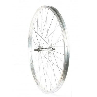Photo de Roue Avant 550 – Jante Alu Argent – Frein Patin – Écrous par VELOX