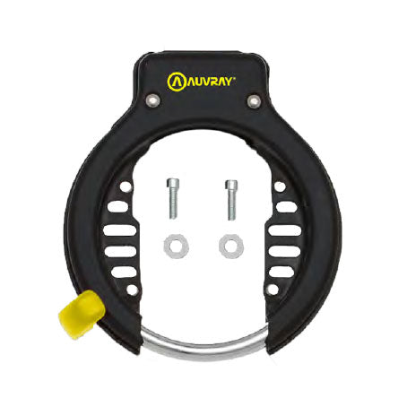 Photo de Antivol fer à cheval Auvray XL Mega Lock – Largeur 80 mm, anse Ø9 mm, fixation pour chaîne ou câble, 2 clés réversibles par AUVRAY