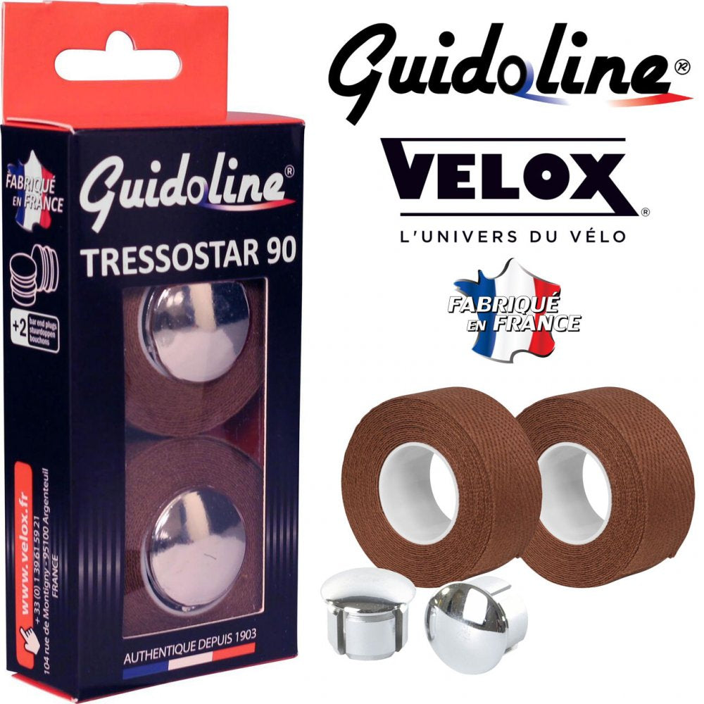 Photo de Ruban de guidon Guidoline Tressostar x2 – Havane tressé en coton par VELOX