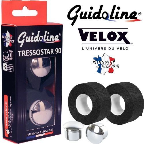 Photo de Ruban de guidon Guidoline Tressostar x2 – Noir tressé en coton par VELOX