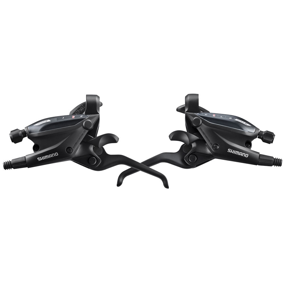 Photo de Paire de manettes de dérailleur et leviers de frein Shimano EF505 – VTT 3x9 vitesses, Push/Pull, freins hydrauliques par SHIMANO