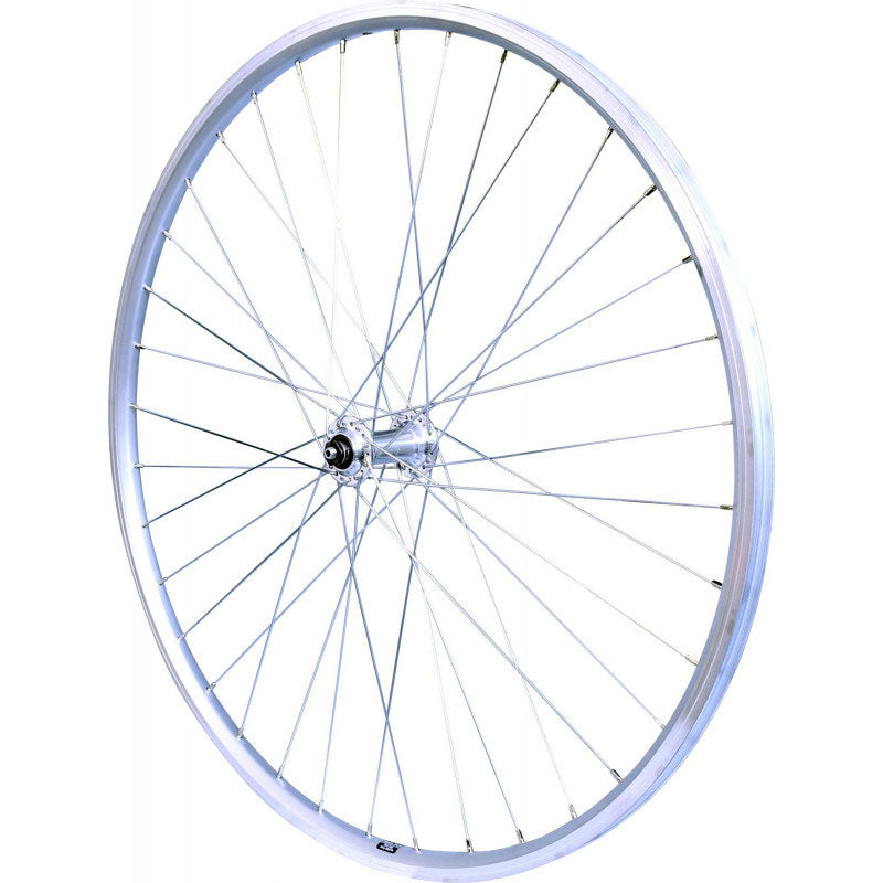ROUE 28" VTC AVANT JANTE ALU DOUBLE PAROI ARGENT FREIN PATIN MOYEU ALU BLOCAGE RAPIDE
