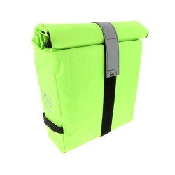 Sacoche vélo BECK Roll Fluo Lime 15–20L – Étanche, Réfléchissante, Modulable – 34x12x33 cm