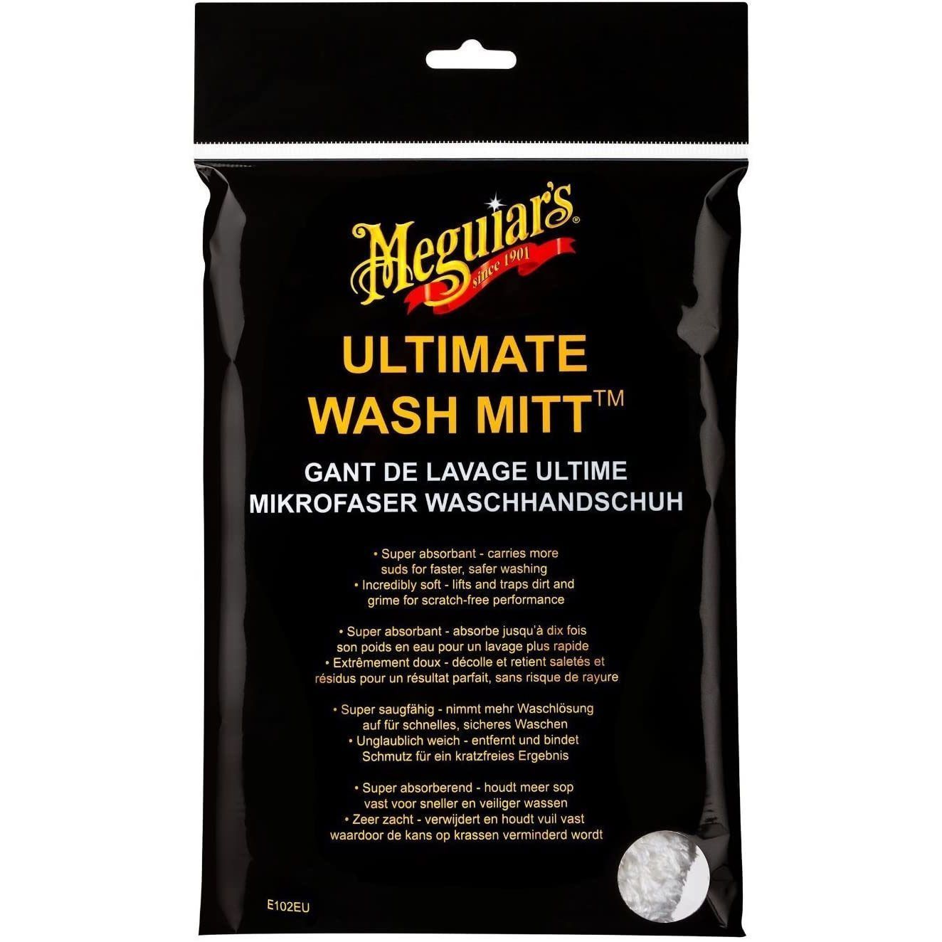 Gant de Lavage Meguiar's – Microfibres ultra douces, Lavable en machine, Anti-rayures