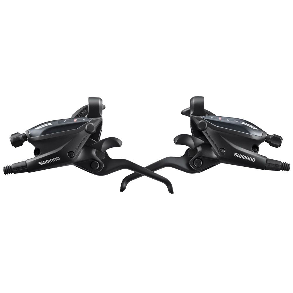 Photo de Paire de manettes de dérailleur et leviers de frein Shimano EF505 – VTT 3x9 vitesses, Push/Pull, freins hydrauliques par SHIMANO