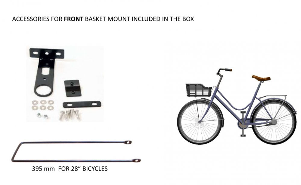 Panier Avant Vélo Plastique Noir Zig Zag – 38x34x19 cm – Léger et Résistant