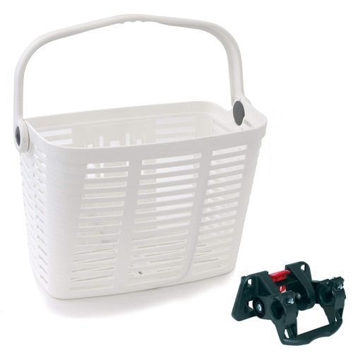Photo de Panier Vélo Plastique Blanc – Fixation Plaza – 34x18x25 cm par BELLELLI