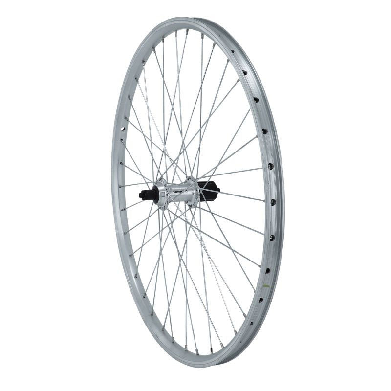 ROUE 26" VTT ARRIERE JANTE ALU DOUBLE PAROI ARGENT FREIN PATIN MOYEU ALU BLOCAGE RAPIDE CASSETTE