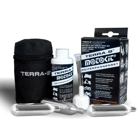 Kit réparation crevaison Latex + CO² Slime – Auto et moto, avec gel d’étanchéité 250 ml