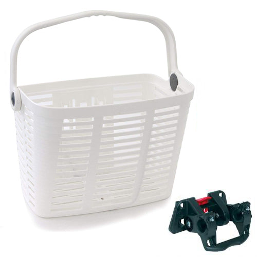 Photo de Panier Vélo Plastique Blanc – Fixation Plaza – 34x18x25 cm par BELLELLI