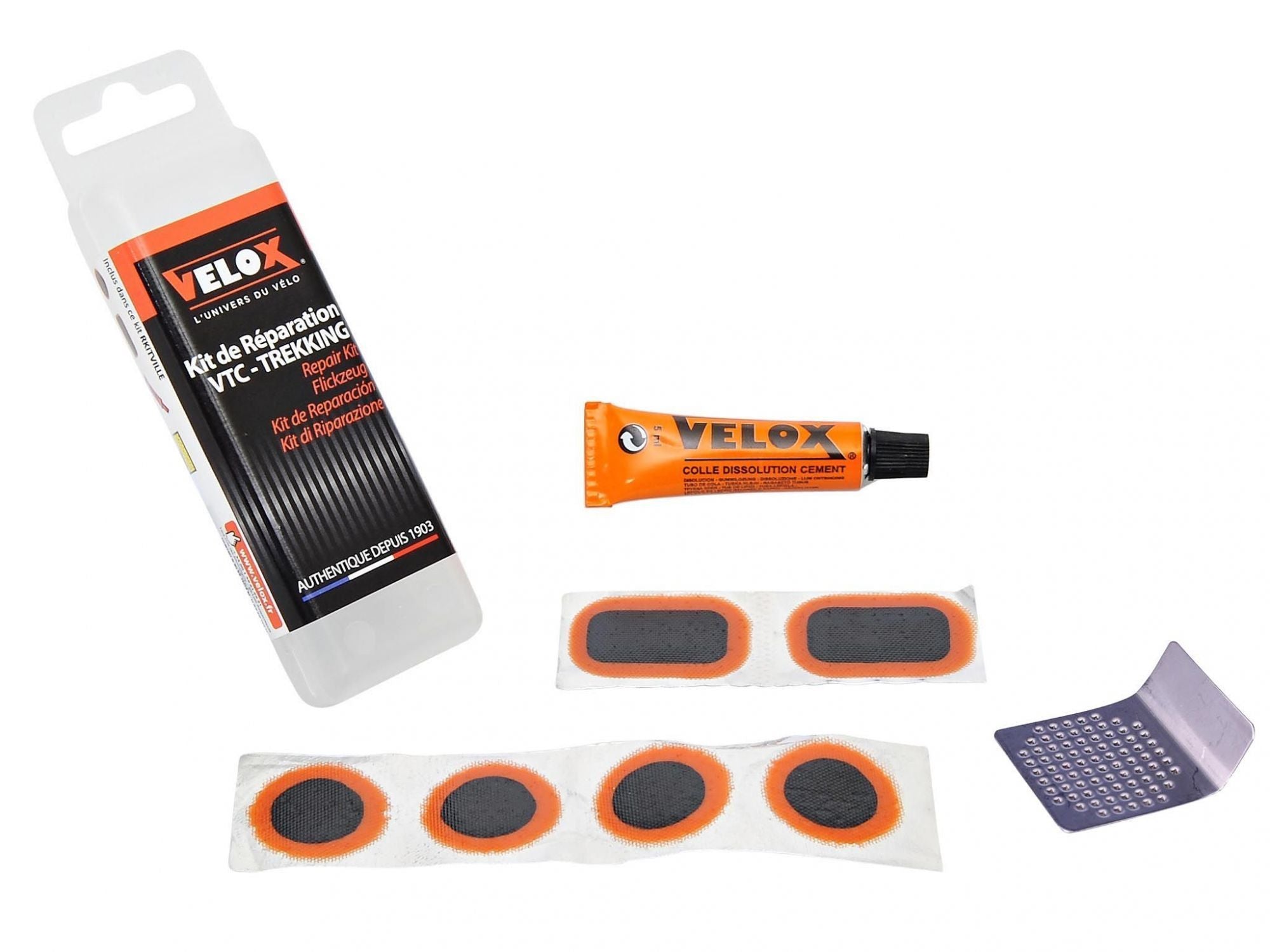 Kit de réparation vélo City/Trekking Velox – Rustines, colle et accessoires