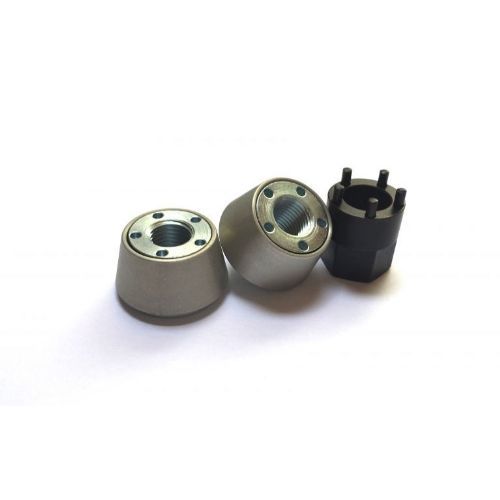 Kit antivol écrous de roues vélo 3/8 avec clé codée – 2 écrous en acier zingué et aluminium anodisé