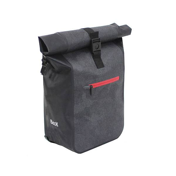 Sacoche arrière Beck Base Simple 18 L – Noir/Rouge, imperméable et robuste pour vélo & e-bike