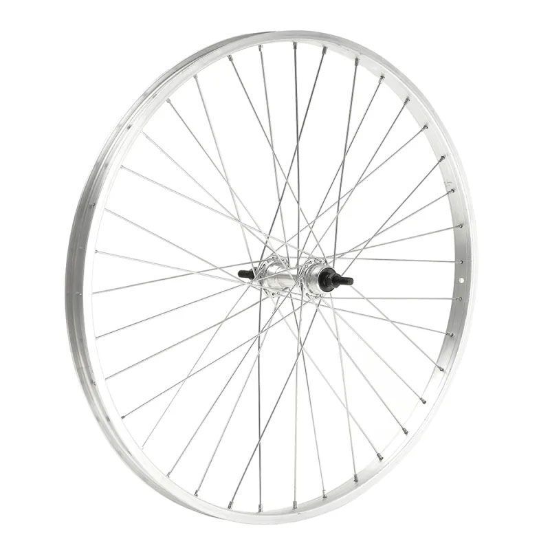 ROUE 650A ARRIERE JANTE ALU SIMPLE PAROI ARGENT FREIN PATIN MOYEU ALU ECROUS ROUE LIBRE 5/6/7V
