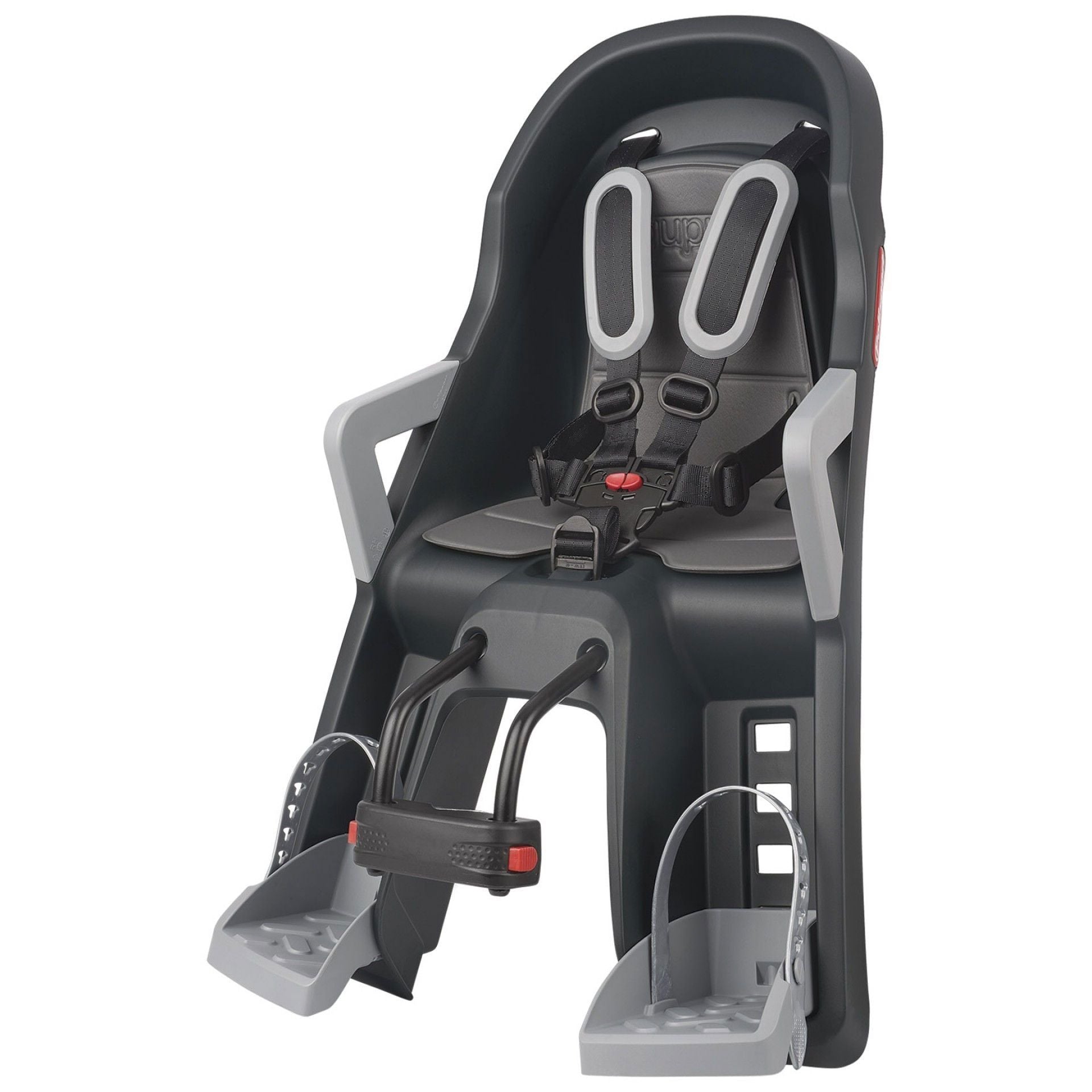 Porte-Bébé Avant Vélo Guppy Mini FHT – Dark Grey / Silver – Montage Douille Ø28-40 mm – 9 à 15 kg