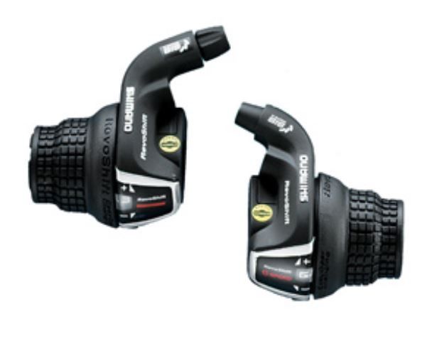 Photo de Paire de manettes de dérailleur Shimano Tourney RS35 RevoShift – VTT 3x7 vitesses, rotation ergonomique par SHIMANO