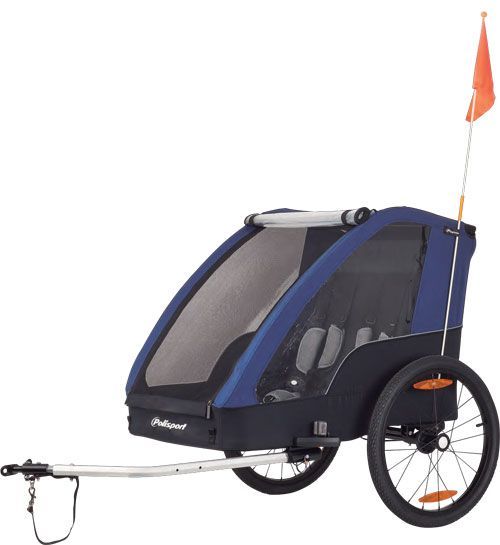 Remorque Vélo Enfant 2 Places Polisport 20" Gris/Bleu – Pliable & Sécurisée