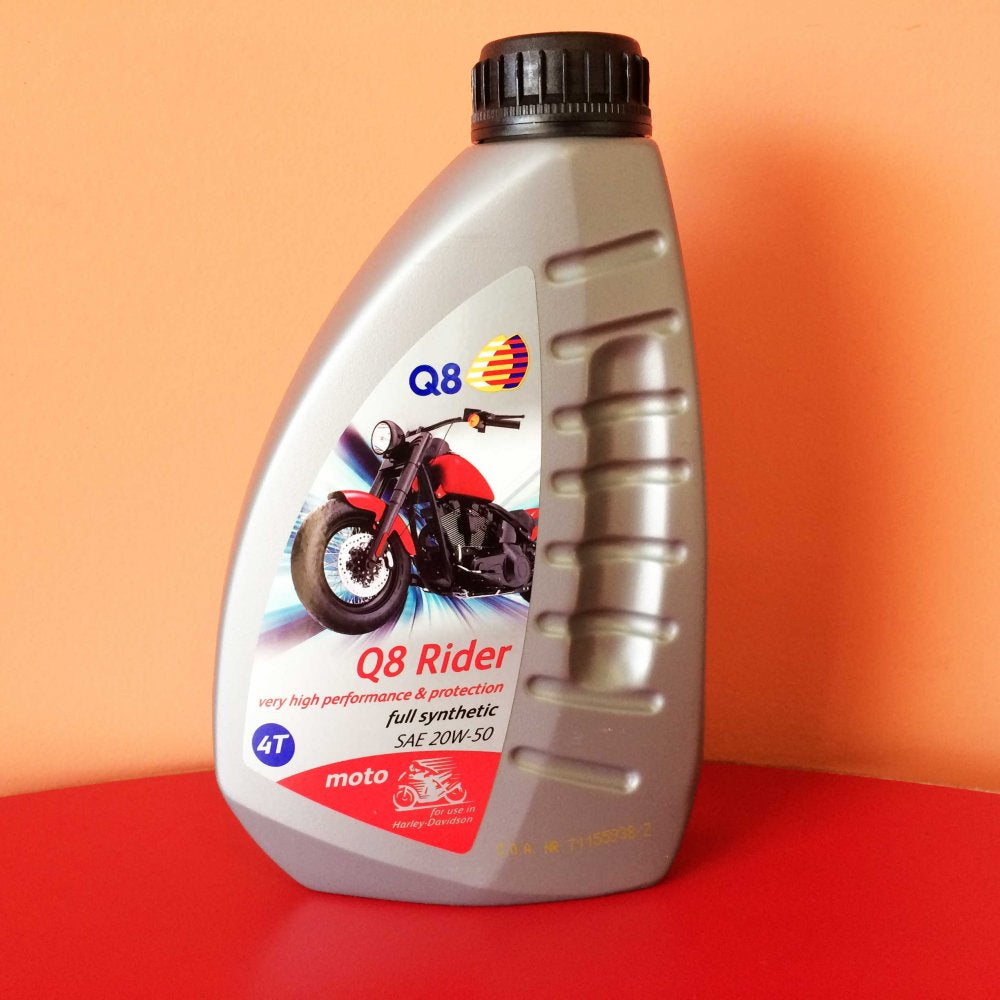 Photo de Huile Moteur Moto Q8 Rider 4T 20W-50 100% Synthèse – Performance Haute Température & Protection Anti-Usure – 1 Litre par Q8OILS