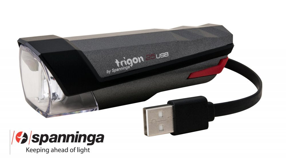 Éclairage vélo avant TRIGON 25 – 25 Lumens, rechargeable USB, compact et puissant