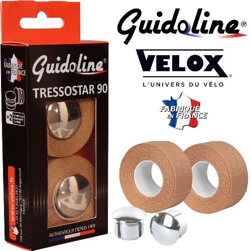 Photo de Ruban de guidon Guidoline Tressostar x2 – Beige tressé en coton par VELOX