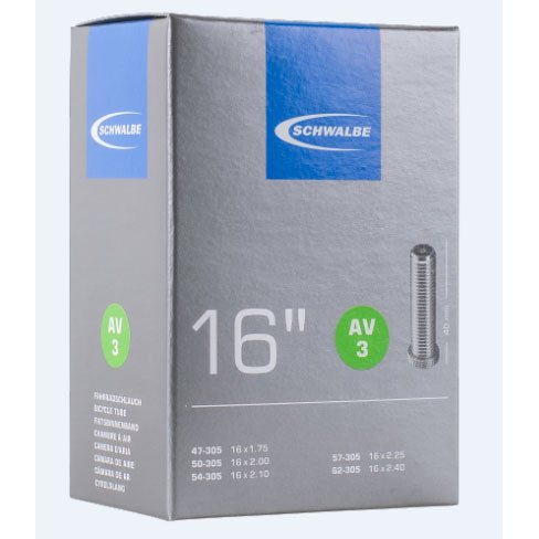 Chambre à air vélo Schwalbe AV3 16x1.75-2.40 (47/62-305) valve Schrader 40 mm