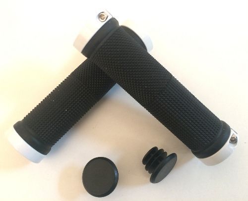 Poignées vélo double collier – Blanc, fixation Lock-On sécurisée